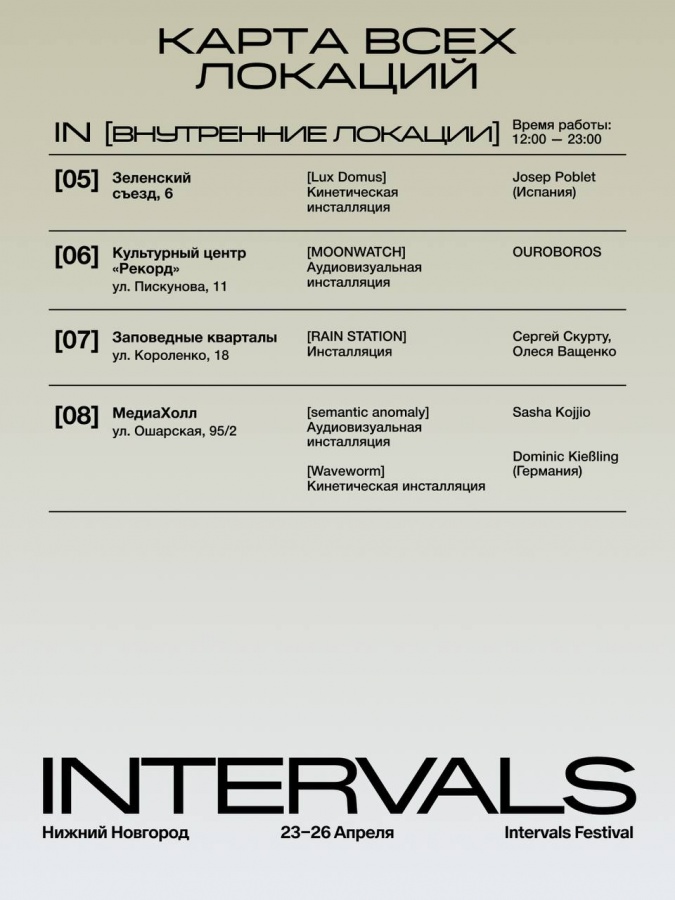 INTERVALS &mdash; 2026 в Нижнем Новгороде: карта и полная программа фестиваля - фото 13