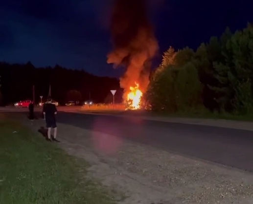 Машина загорелась после жесткого ДТП на Р-158 в Нижегородской области - фото 1